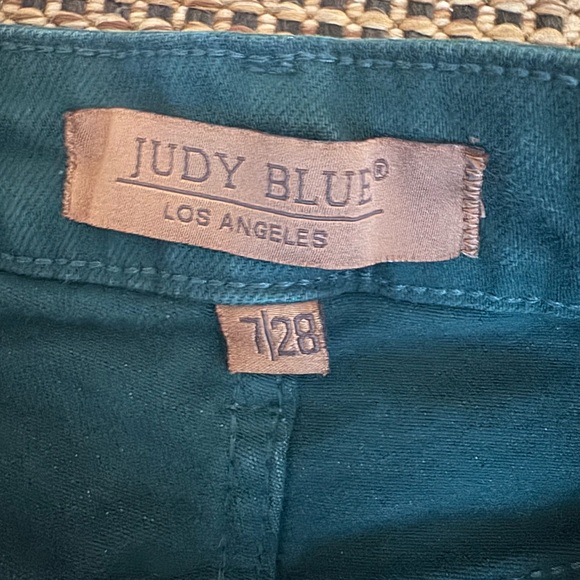 JUDY BLUE Wide Leg High Waist Cropped Ankle Jeans Dark Green Size 7/28 - Picture 4 of 6